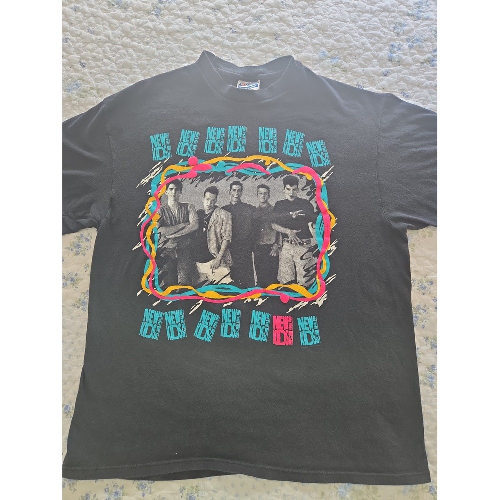 Vintage 80's New Kids On The Block Tour T-Shirt 1989 Concert USA Men's XL NKOTB